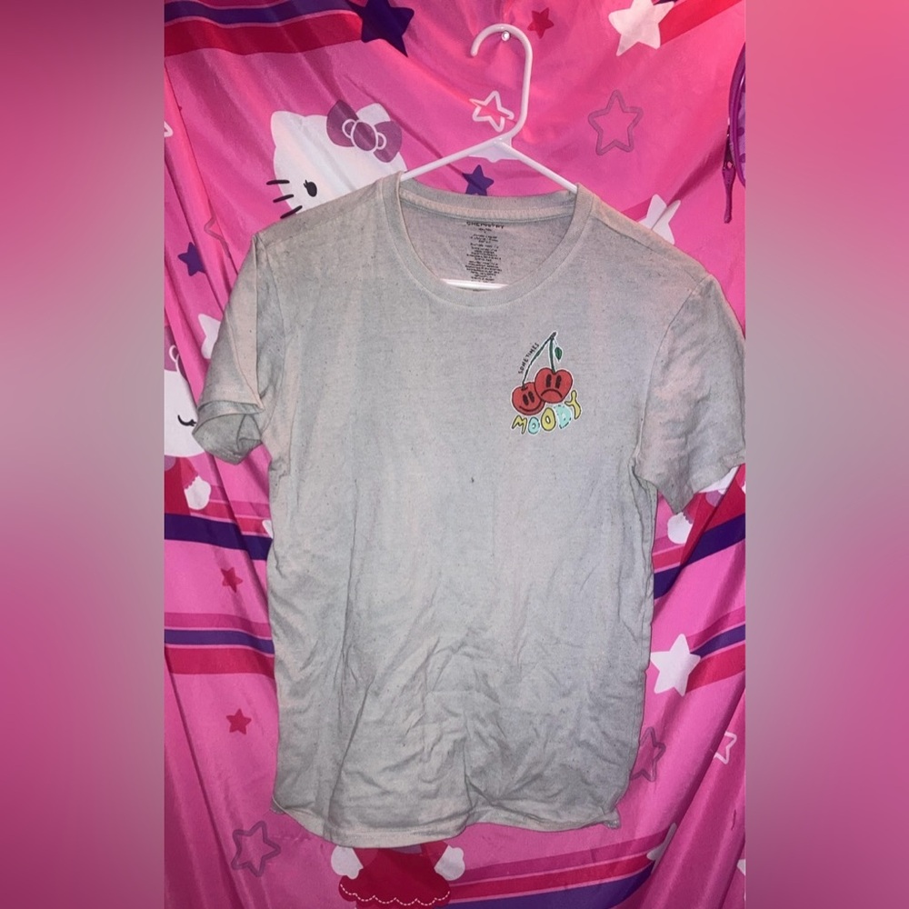 Grey moody cherry t-shirt